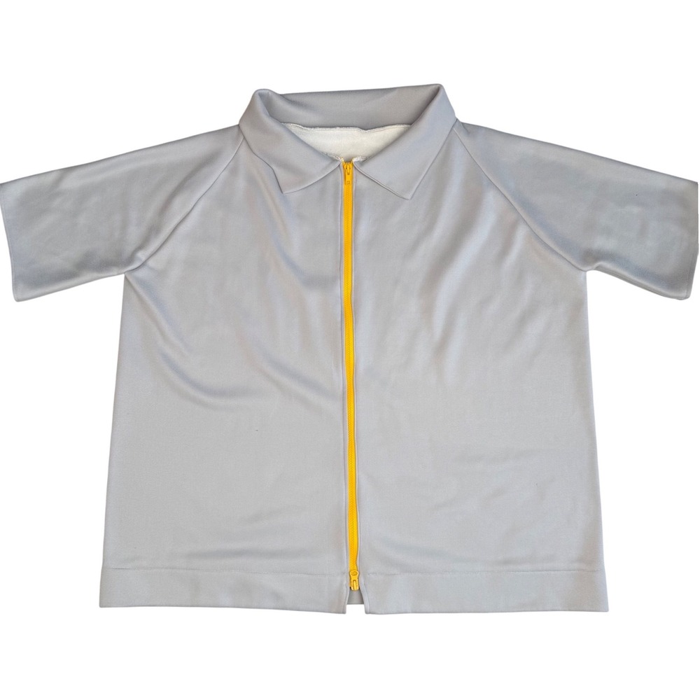 Simpłe Clothing ZipUp Shacket Shirt Grey Yellow Contrast Blokecore‎ Retro XL